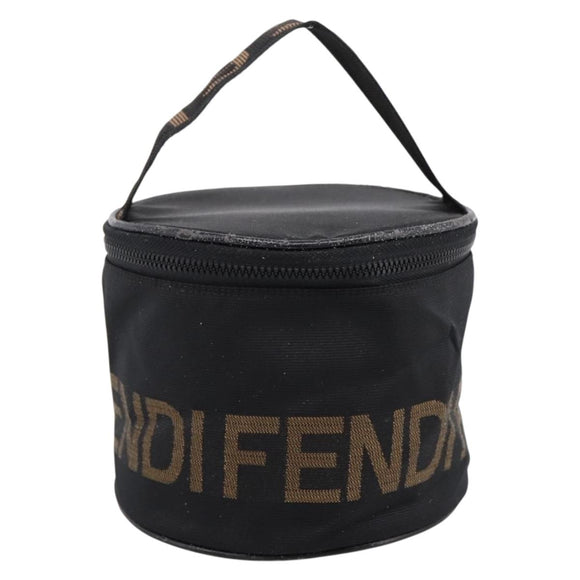 FENDI Pecan Canvas Vanity Pouch 2 Set Black Brown Auth am9810