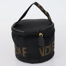 FENDI Pecan Canvas Vanity Pouch 2 Set Black Brown Auth am9810-3