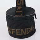 FENDI Pecan Canvas Vanity Pouch 2 Set Black Brown Auth am9810-4
