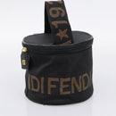 FENDI Pecan Canvas Vanity Pouch 2 Set Black Brown Auth am9810-4
