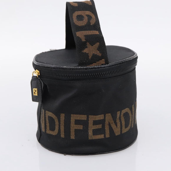 FENDI Pecan Canvas Vanity Pouch 2 Set Black Brown Auth am9810