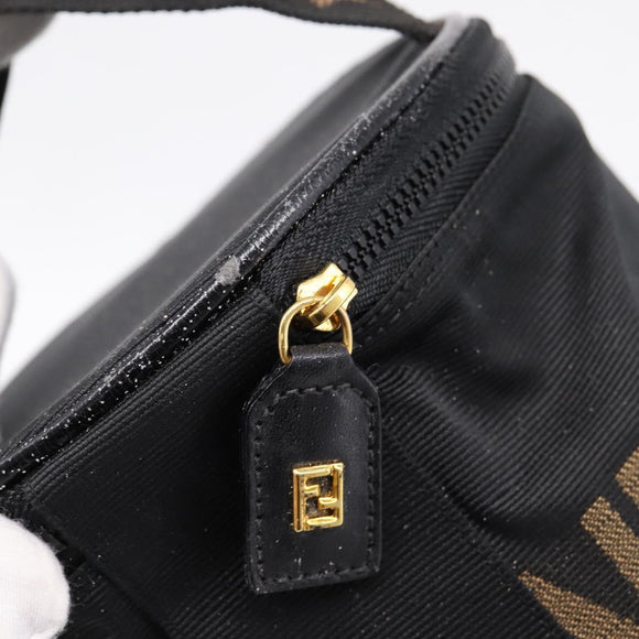 FENDI Pecan Canvas Vanity Pouch 2 Set Black Brown Auth am9810