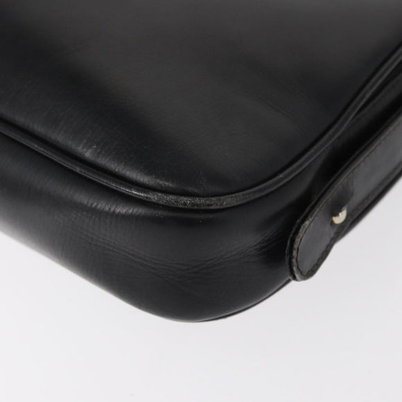 GUCCI Shoulder Bag Leather Black Gold Auth am9811