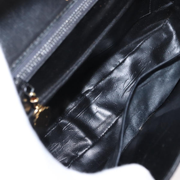 GUCCI Shoulder Bag Leather Black Gold Auth am9811