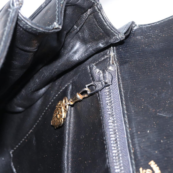 GUCCI Shoulder Bag Leather Black Gold Auth am9811