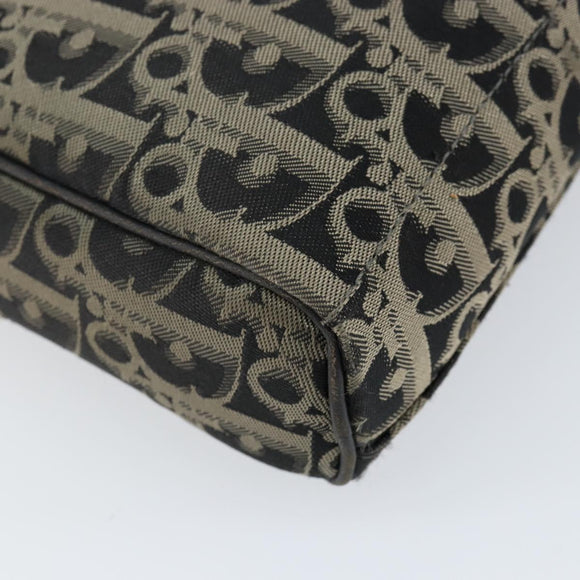 Christian Dior Trotter Canvas Shoulder Bag Black Gold Auth am9812
