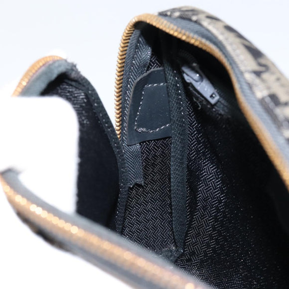 Christian Dior Trotter Canvas Shoulder Bag Black Gold Auth am9812