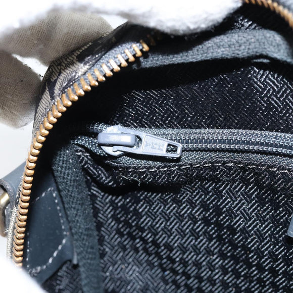 Christian Dior Trotter Canvas Shoulder Bag Black Gold Auth am9812