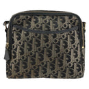 Christian Dior Trotter Canvas Shoulder Bag Black Gold Auth am9812-13