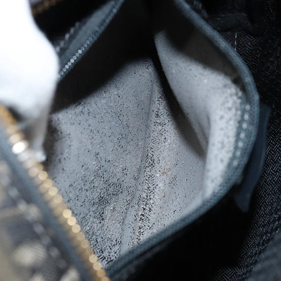 Christian Dior Trotter Canvas Shoulder Bag Black Gold Auth am9812