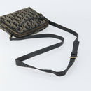 Christian Dior Trotter Canvas Shoulder Bag Black Gold Auth am9812-7