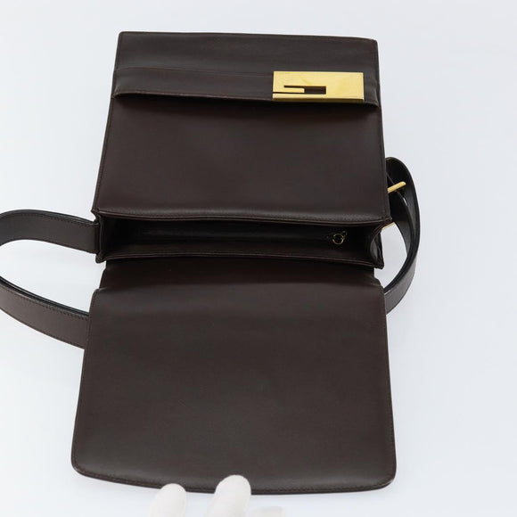 GUCCI Shoulder Bag Leather Brown Gold 001 1274 1874 Auth am9820