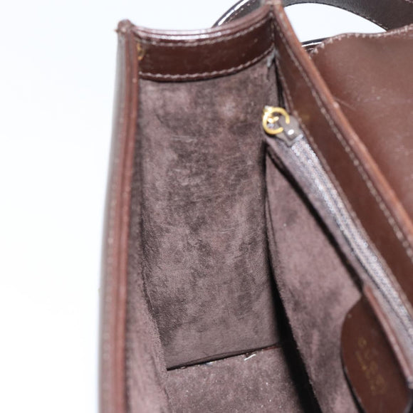 GUCCI Shoulder Bag Leather Brown Gold 001 1274 1874 Auth am9820