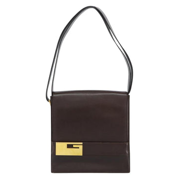 GUCCI Shoulder Bag Leather Brown Gold 001 1274 1874 Auth am9820 - 0