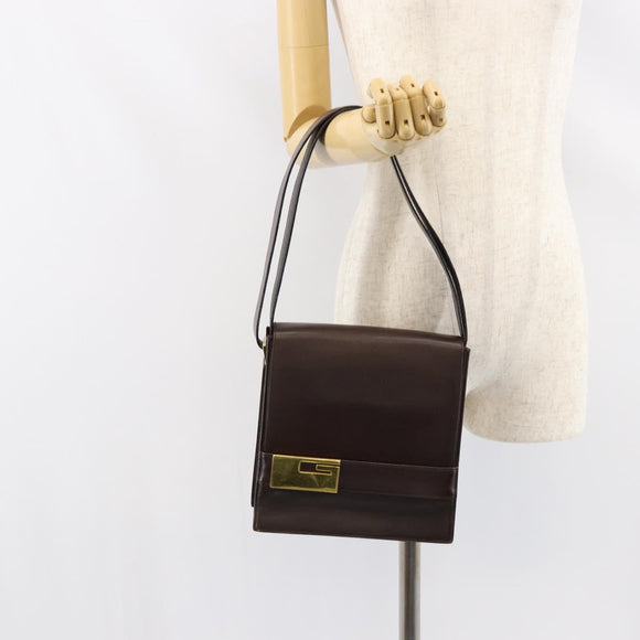 GUCCI Shoulder Bag Leather Brown Gold 001 1274 1874 Auth am9820