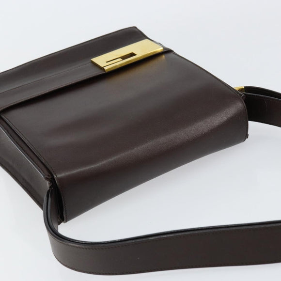 GUCCI Shoulder Bag Leather Brown Gold 001 1274 1874 Auth am9820