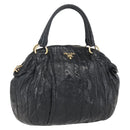 PRADA Hand Bag Enamel Black Gold Auth am9823-1