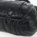 PRADA Hand Bag Enamel Black Gold Auth am9823-10