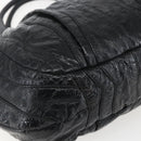 PRADA Hand Bag Enamel Black Gold Auth am9823-11