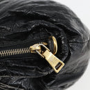 PRADA Hand Bag Enamel Black Gold Auth am9823-14