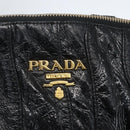 PRADA Hand Bag Enamel Black Gold Auth am9823-15