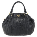 PRADA Hand Bag Enamel Black Gold Auth am9823-2