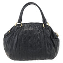 PRADA Hand Bag Enamel Black Gold Auth am9823-3