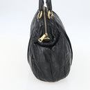 PRADA Hand Bag Enamel Black Gold Auth am9823-4
