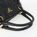 PRADA Hand Bag Enamel Black Gold Auth am9823-7