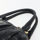 PRADA Hand Bag Enamel Black Gold Auth am9823-8