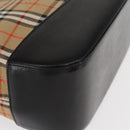 BURBERRY Nova Check Hand Bag Canvas Beige Gold Auth am9824-10