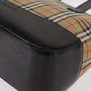 BURBERRY Nova Check Hand Bag Canvas Beige Gold Auth am9824-11