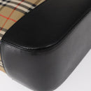 BURBERRY Nova Check Hand Bag Canvas Beige Gold Auth am9824-12