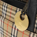 BURBERRY Nova Check Hand Bag Canvas Beige Gold Auth am9824-15