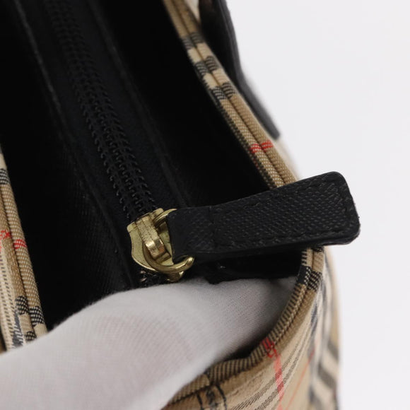 BURBERRY Nova Check Hand Bag Canvas Beige Gold Auth am9824