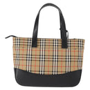 BURBERRY Nova Check Hand Bag Canvas Beige Gold Auth am9824-3