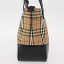 BURBERRY Nova Check Hand Bag Canvas Beige Gold Auth am9824-4