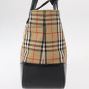 BURBERRY Nova Check Hand Bag Canvas Beige Gold Auth am9824-5