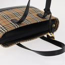 BURBERRY Nova Check Hand Bag Canvas Beige Gold Auth am9824-6