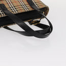 BURBERRY Nova Check Hand Bag Canvas Beige Gold Auth am9824-7