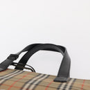 BURBERRY Nova Check Hand Bag Canvas Beige Gold Auth am9824-8