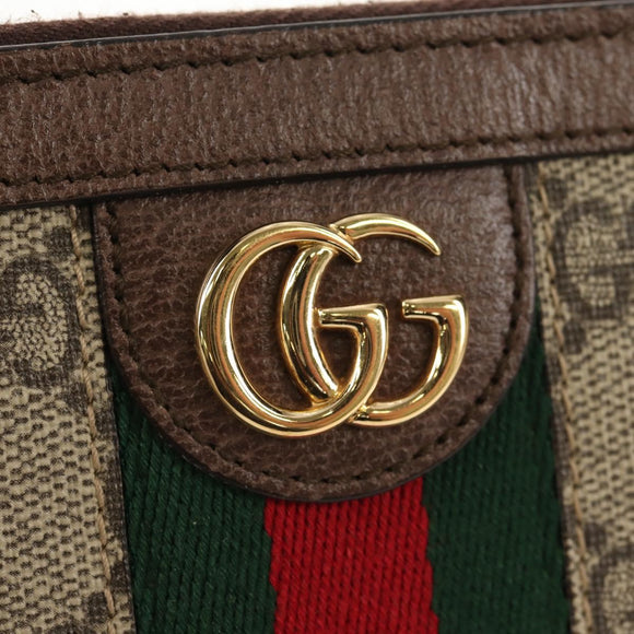 GUCCI GG Supreme Web Sherry Line Long Wallet PVC Beige Gold 523153 Auth am9826V