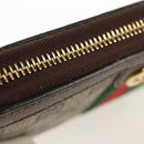 GUCCI GG Supreme Web Sherry Line Long Wallet PVC Beige Gold 523153 Auth am9826V-13