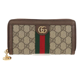 GUCCI GG Supreme Web Sherry Line Long Wallet PVC Beige Gold 523153 Auth am9826V - 0
