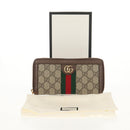 GUCCI GG Supreme Web Sherry Line Long Wallet PVC Beige Gold 523153 Auth am9826V-22
