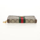 GUCCI GG Supreme Web Sherry Line Long Wallet PVC Beige Gold 523153 Auth am9826V-7