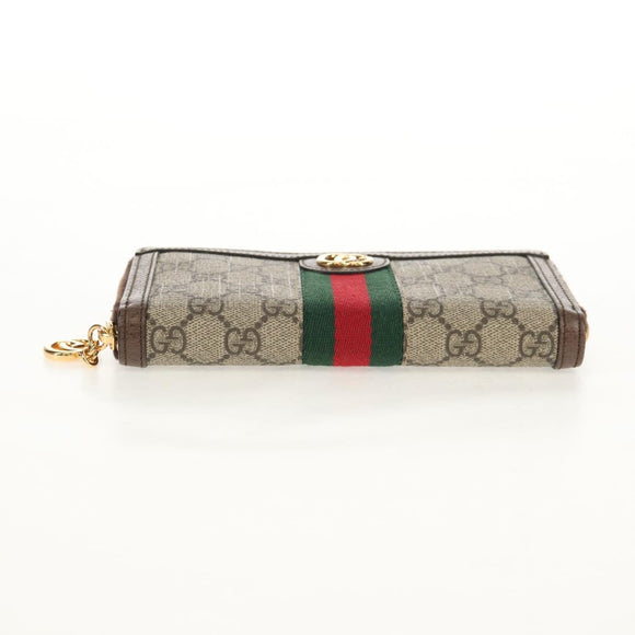 GUCCI GG Supreme Web Sherry Line Long Wallet PVC Beige Gold 523153 Auth am9826V