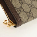 GUCCI GG Supreme Web Sherry Line Long Wallet PVC Beige Gold 523153 Auth am9826V-8