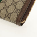 GUCCI GG Supreme Web Sherry Line Long Wallet PVC Beige Gold 523153 Auth am9826V-9