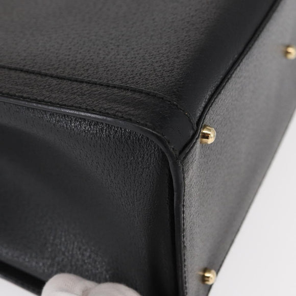 GUCCI Bamboo Hand Bag Leather Black Gold 002 1186 0260 Auth am9829